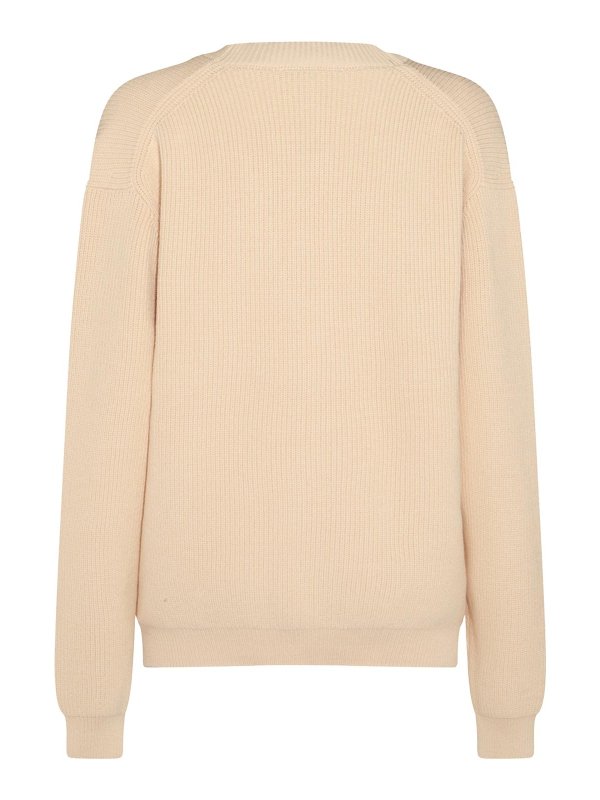 MAISON KITSUNÉ: maglia collo rotondo online - Pullover in cotone panna