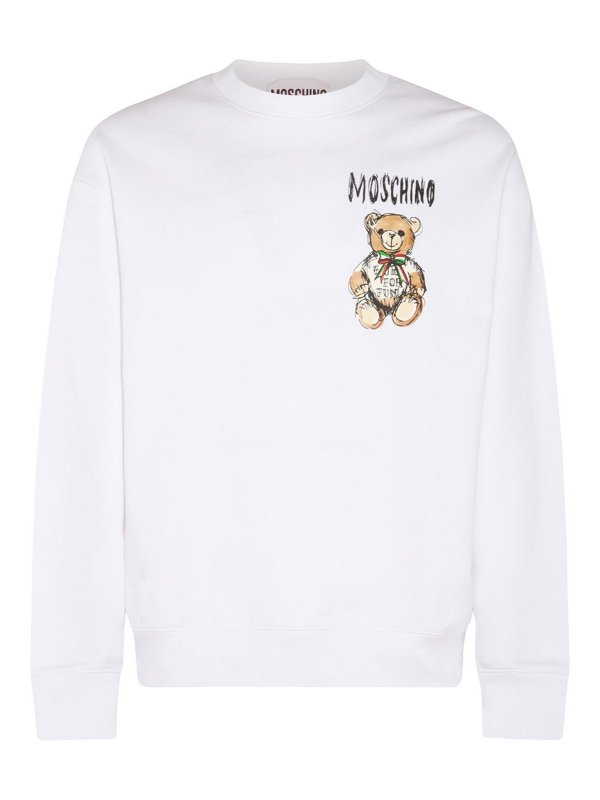 MOSCHINO: Sweatshirts & Sweaters - White Cotton Sweatshirt