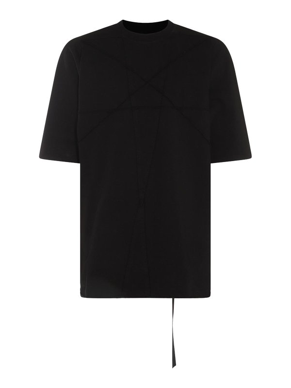 RICK OWENS: t-shirts - Black Cotton T-Shirt