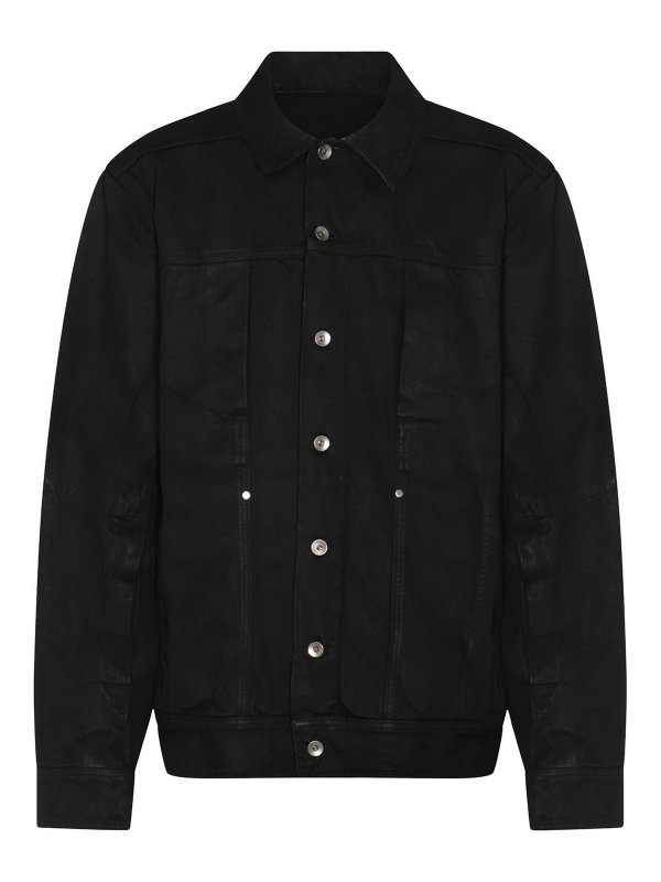 RICK OWENS: denim jacket - Black Cotton Denim Jacket