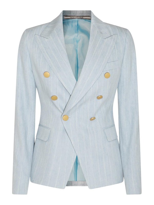 TAGLIATORE: blazers - Denim Cotton Blazer
