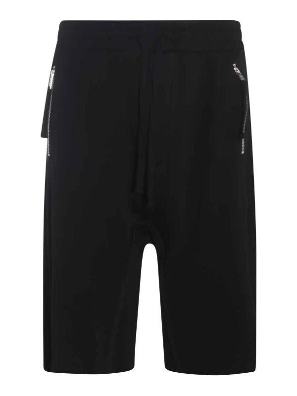THOM KROM: pantaloni shorts - Pantaloncini di cotone nero