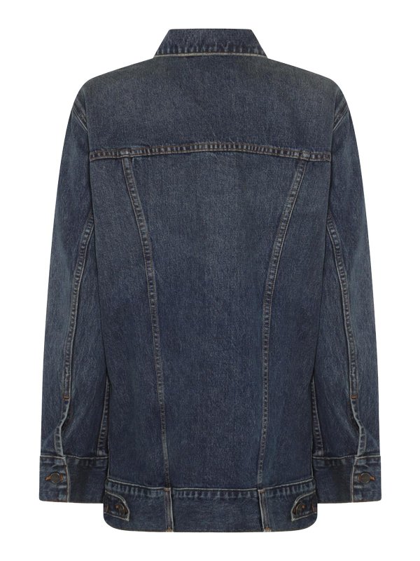 KHAITE: denim jacket online - Dark Blue Cotton Denim Jacket