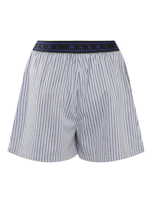 Marni: Trousers Shorts online - Blue And White Cotton Short