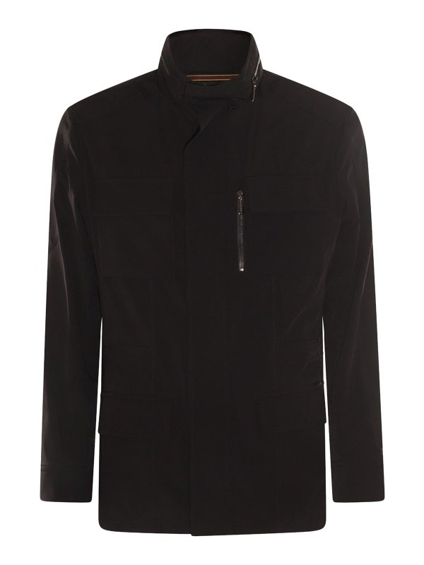 MOORER: short coats - Dark Blue Coat