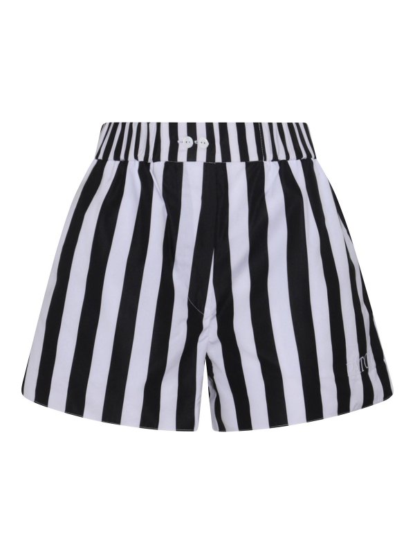 PATOU: pantaloni shorts - Pantaloncini in cotone bianco e nero