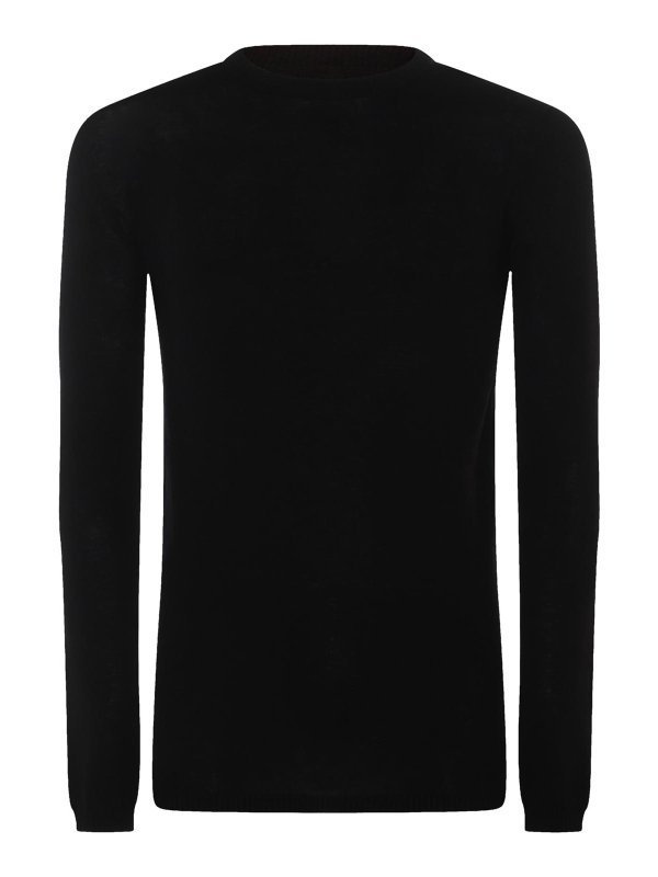 RICK OWENS: Strickpullover mit Rundhalsausschnitt - Rundhalspullover - Schwarz