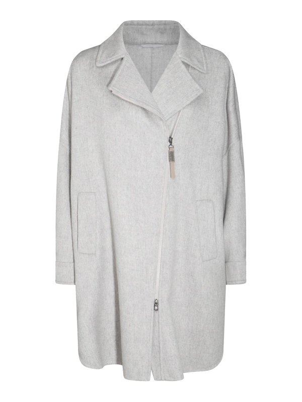 BRUNELLO CUCINELLI: short coats - Grey Wool Coat