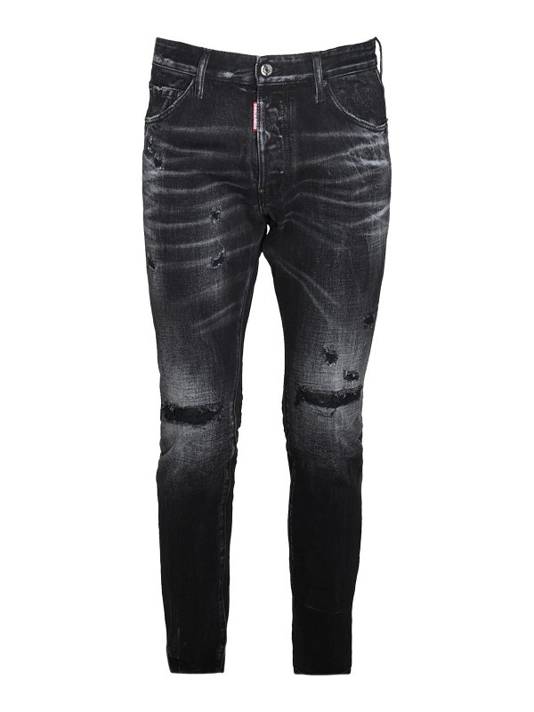 DSQUARED2: straight leg jeans - Black Cotton Denim Jeans