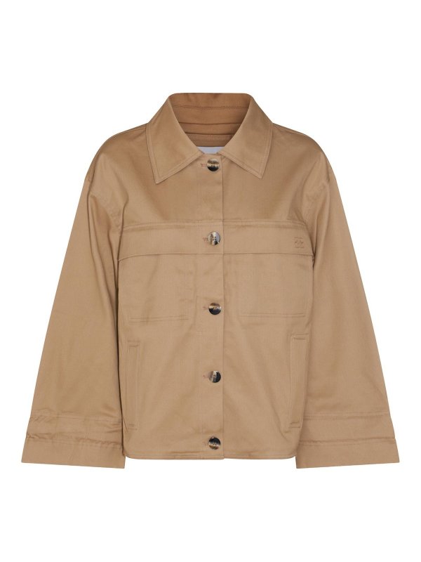 GANNI: giacche casual - Giacca casual in cotone beige