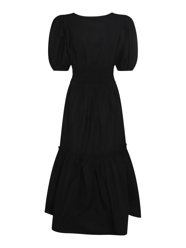 GANNI: abiti lunghi online - Abito lungo in cotone nero