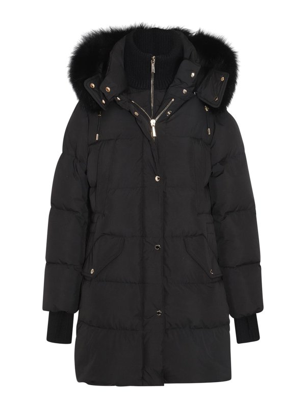 MOORER: padded jackets - Black Wool Down Jacket