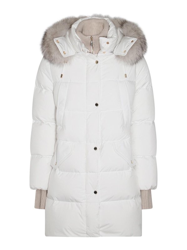 MOORER: padded jackets - White Wool Down Jacket
