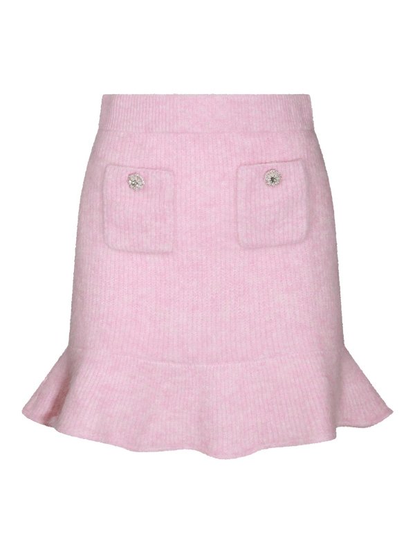 Self Portrait: Knee length skirts & Midi - Pink Wool Mini Skirt