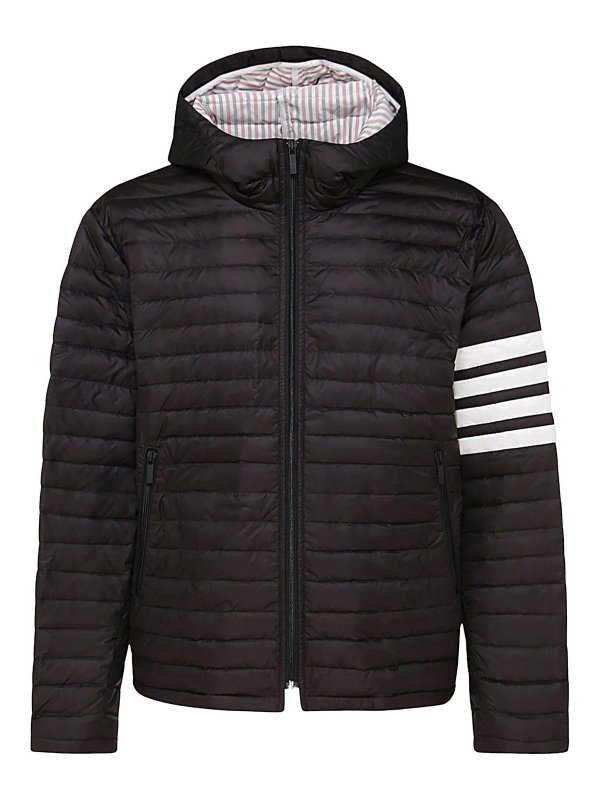 THOM BROWNE: padded jackets - Black And White Down Jacket