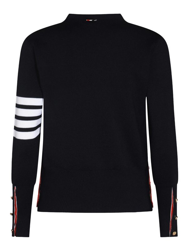 THOM BROWNE: cardigans online - Navy Blue Wool Cardigan