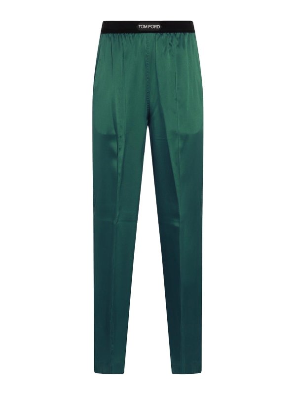 TOM FORD: pantaloni casual - Pantaloni in misto seta verde