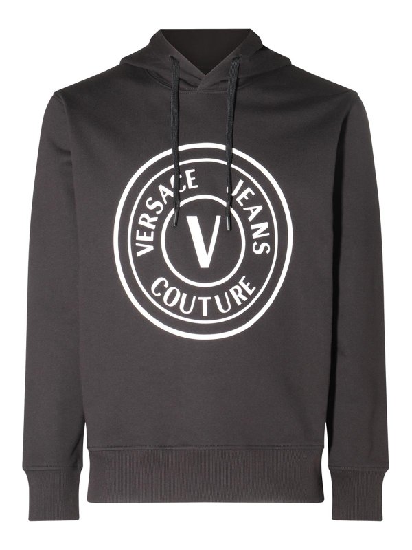 Versace Jeans Couture: Sweatshirts & Sweaters - Black Cotton Sweatshirt
