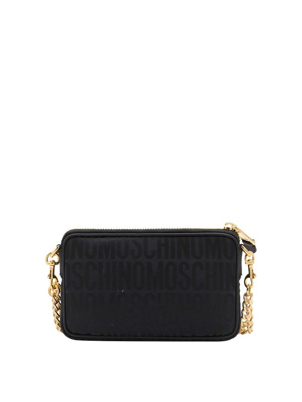 MOSCHINO: cross body bags online - Black Allover Crossbody Bag