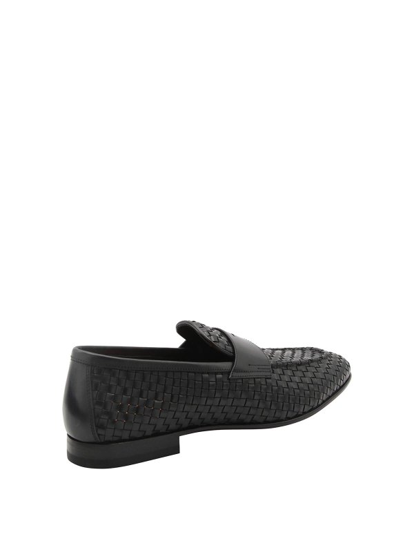 SANTONI: Mocassini e slippers online - Mocassini intrecciati in pelle nera