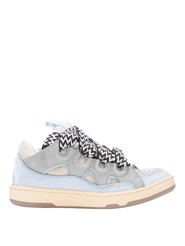 LANVIN: sneakers - Sneakers Curb in pelle azzurra