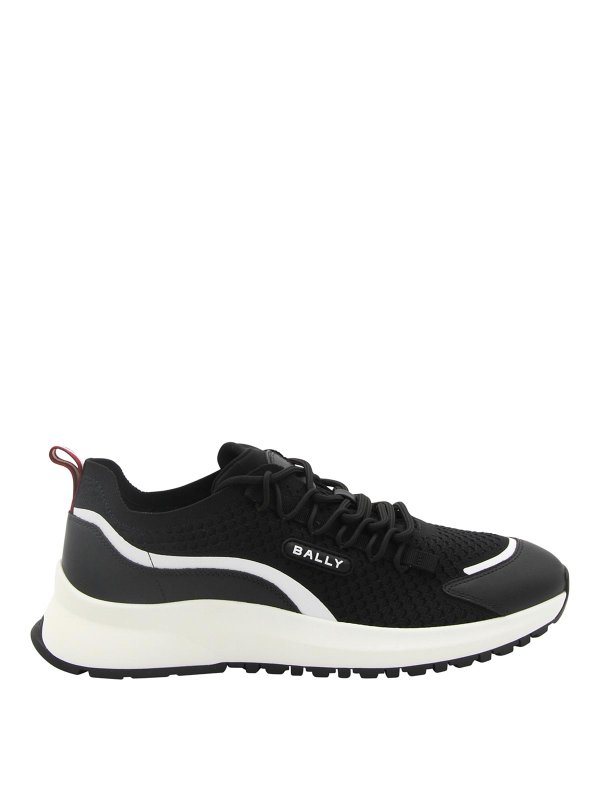 BALLY: sneakers - Sneakers In Tela E Pelle Nera E Bianca