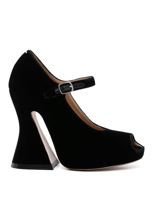 Maison Margiela: sandals - Velvet Peep-Toe Sandals