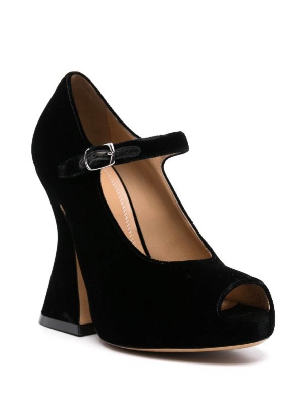 Maison Margiela: sandals online - Velvet Peep-Toe Sandals