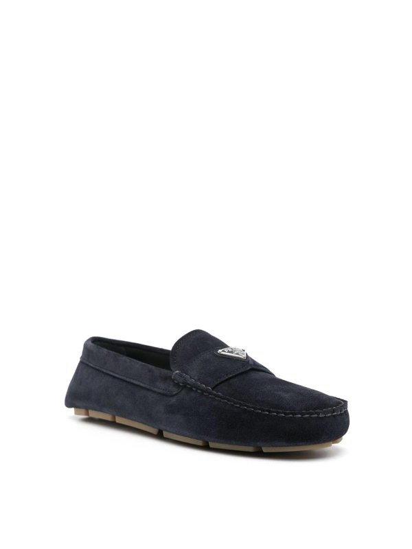 PRADA: Loafers & Slippers online - Enamel-Triangle-Logo Suede Loafers