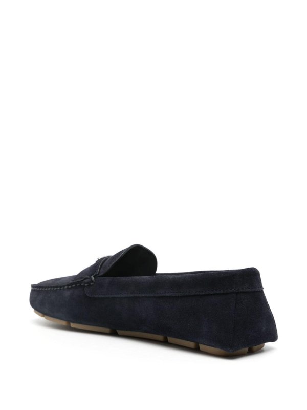 The Best Shops PRADA: Loafers & Slippers - Enamel-Triangle-Logo Suede Loafers