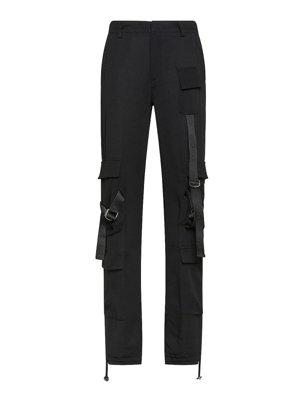 DONDUP: casual trousers - Luz Loose Cargo Viscose Pants
