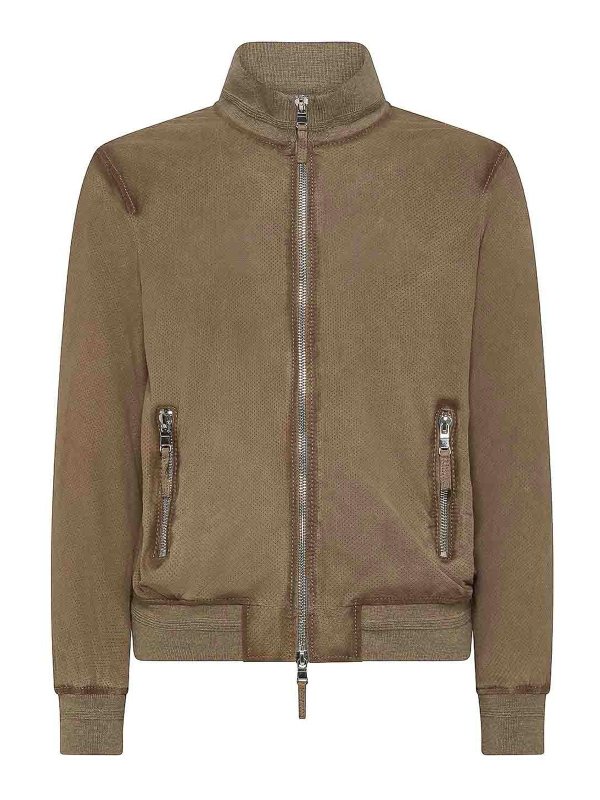 LEATHER AUTHORITY: leather jacket - Suede Jacket With Zip Closure