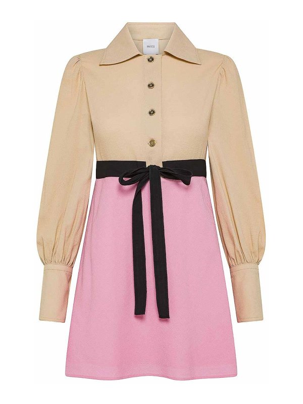 PATOU: abiti corti - Abito Corto In Viscosa E Cotone Con Cintura