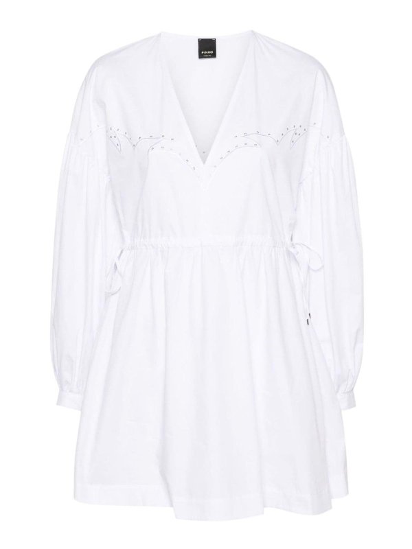 Pinko: short dresses - Mini Dress   In Cotton With Embroidery