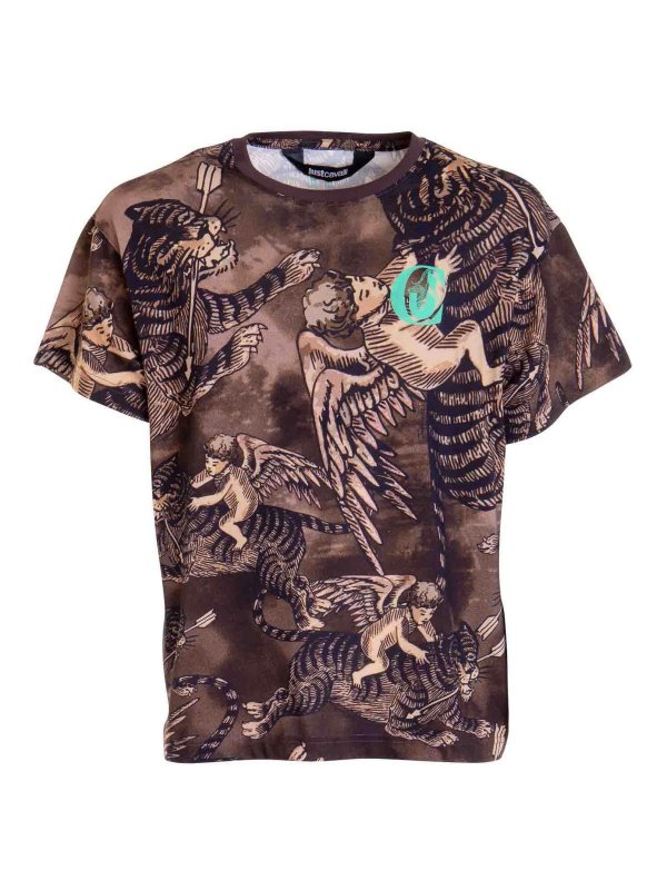JUST CAVALLI: Tシャツ - Tシャツ - ブラウン