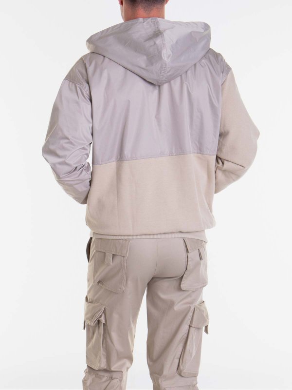 Hooded Bi-material Sweater shop online: LES HOMMES