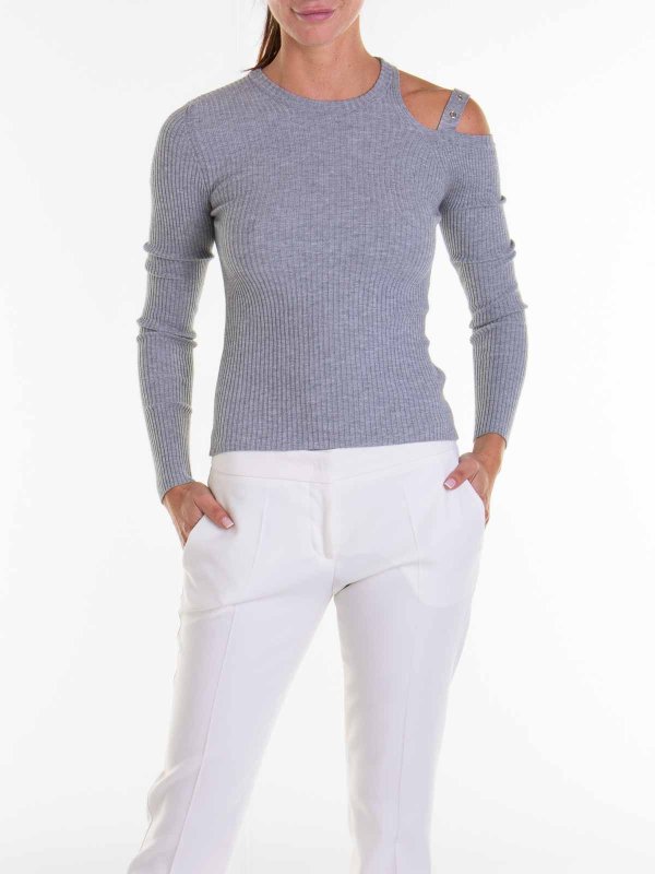 The Best Shops BLUMARINE: Suéteres con cuello pico - Suéter Cuello Redondo - Gris