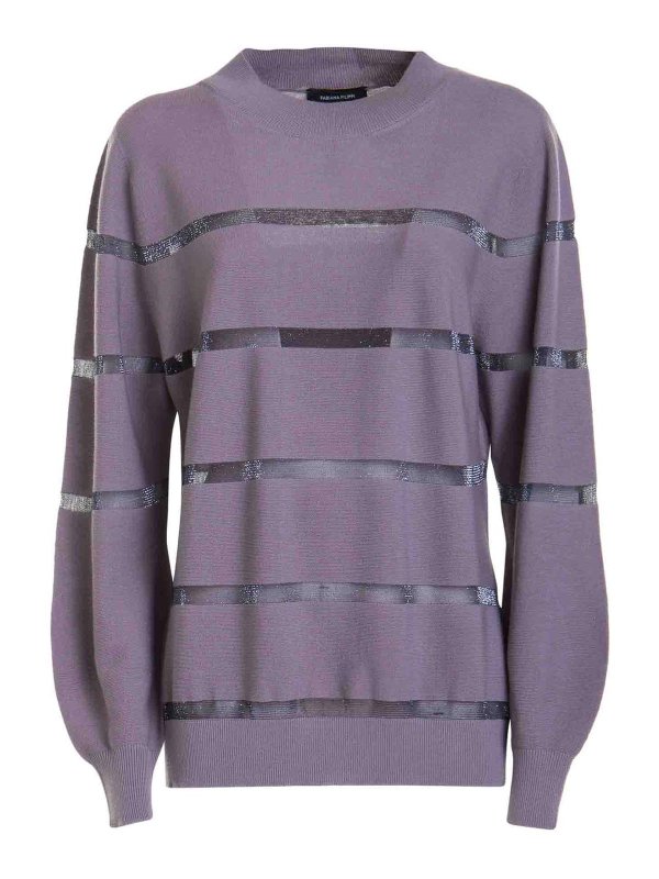 FABIANA FILIPPI: Strickpullover mit Rundhalsausschnitt - Rundhalspullover - Grau