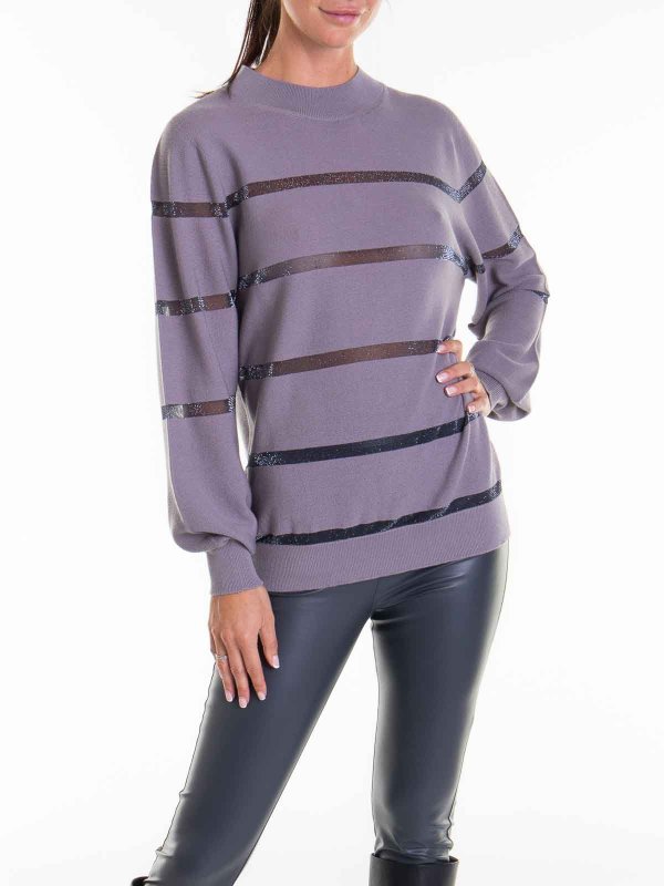 The Best Shops FABIANA FILIPPI: Strickpullover mit Rundhalsausschnitt - Rundhalspullover - Grau