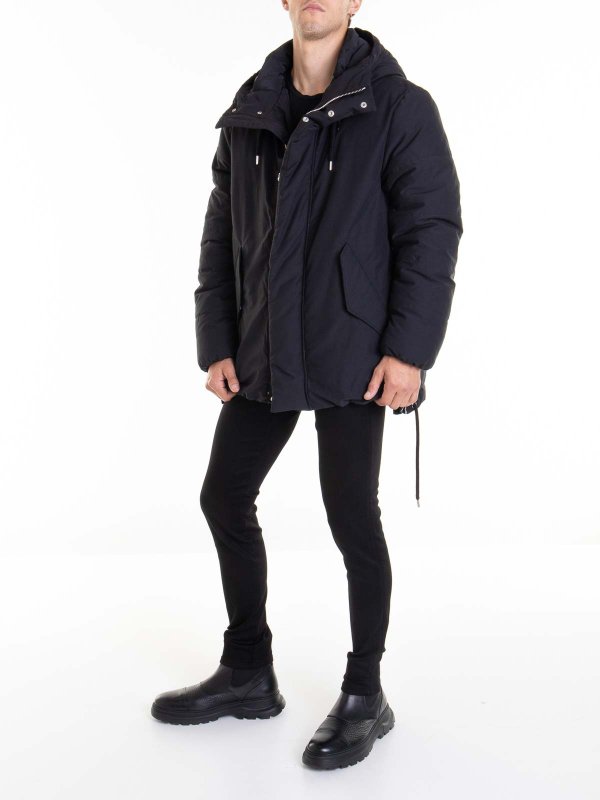 LES HOMMES: padded jackets online - Loose Fit Hooded Jacket