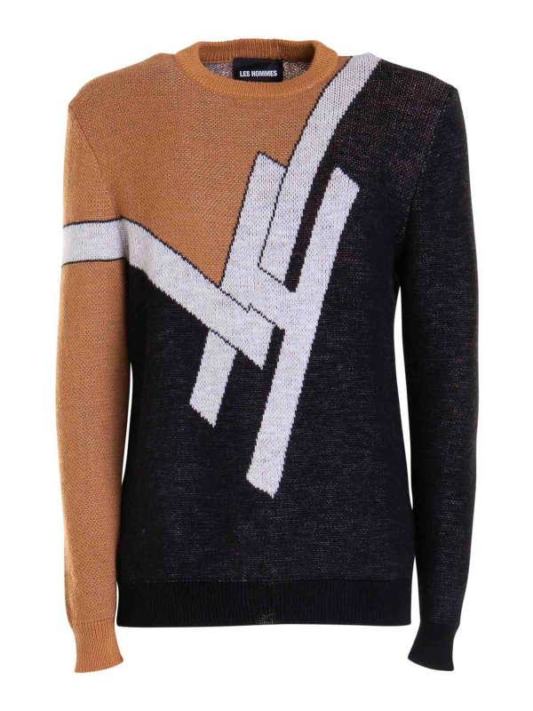 LES HOMMES: crew necks - Round Neck Long Sleeve Sweater