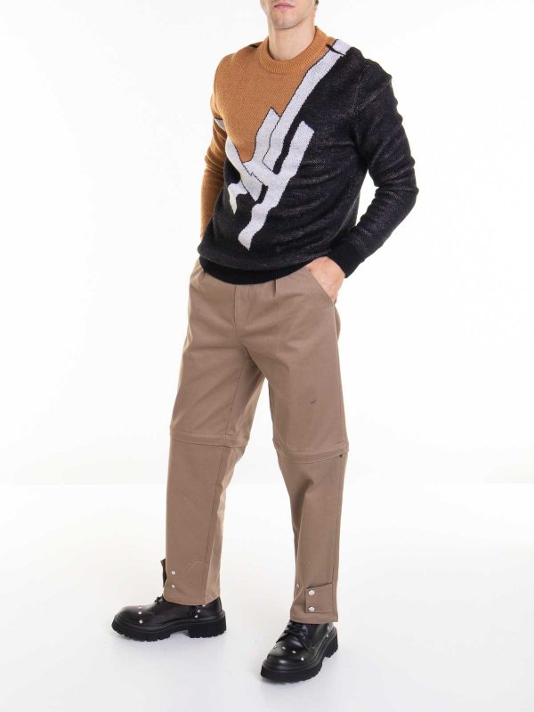 LES HOMMES: crew necks online - Round Neck Long Sleeve Sweater