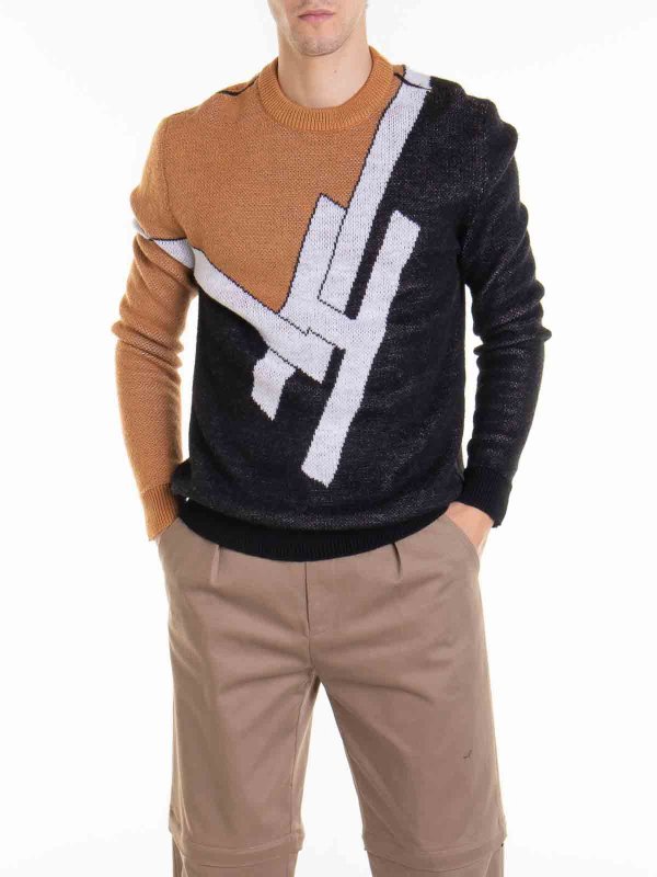 The Best Shops LES HOMMES: crew necks - Round Neck Long Sleeve Sweater
