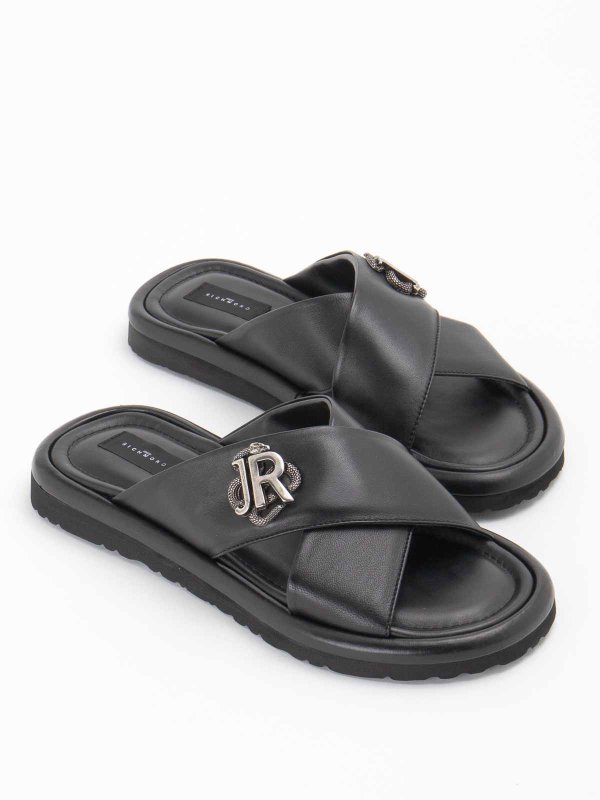 JOHN RICHMOND: sandals online - Logo Slippers