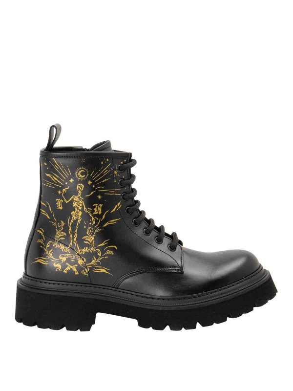 LES HOMMES: ankle boots - Maxi Back Pull Laced Ankle Boots
