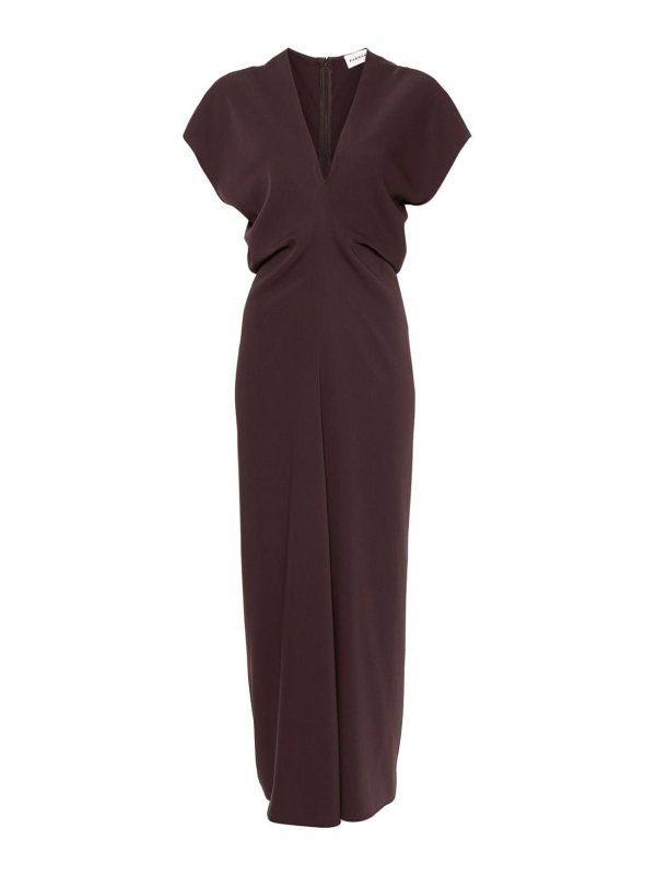 P.A.R.O.S.H.: Knielange Kleider - Knielanges Kleid - Braun