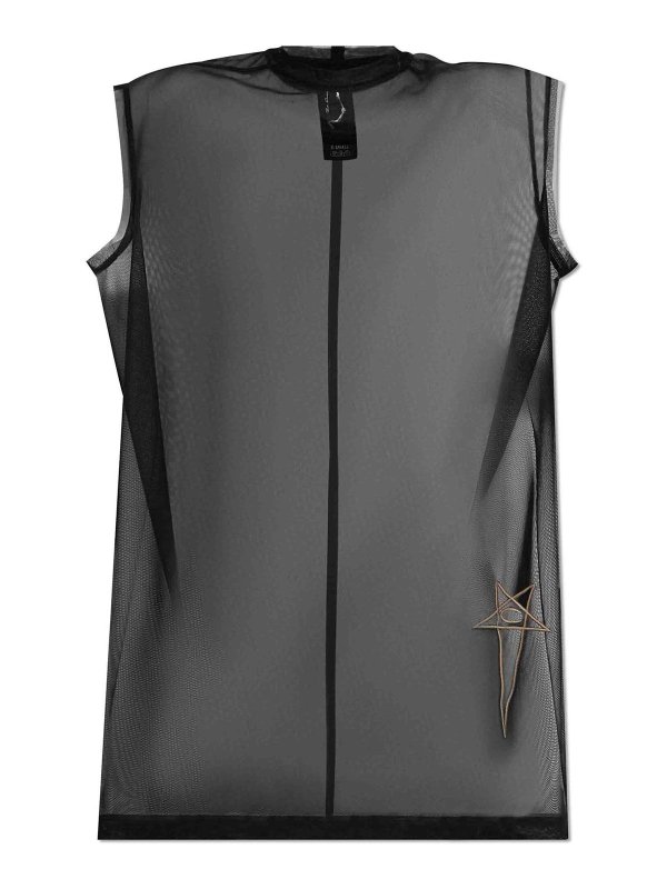 RICK OWENS: Tops & Tank tops - Logo-Embroidered Mesh Top