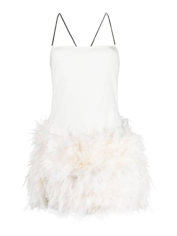 The Attico: cocktail dresses - Fujiko feather-trimmed mini dress