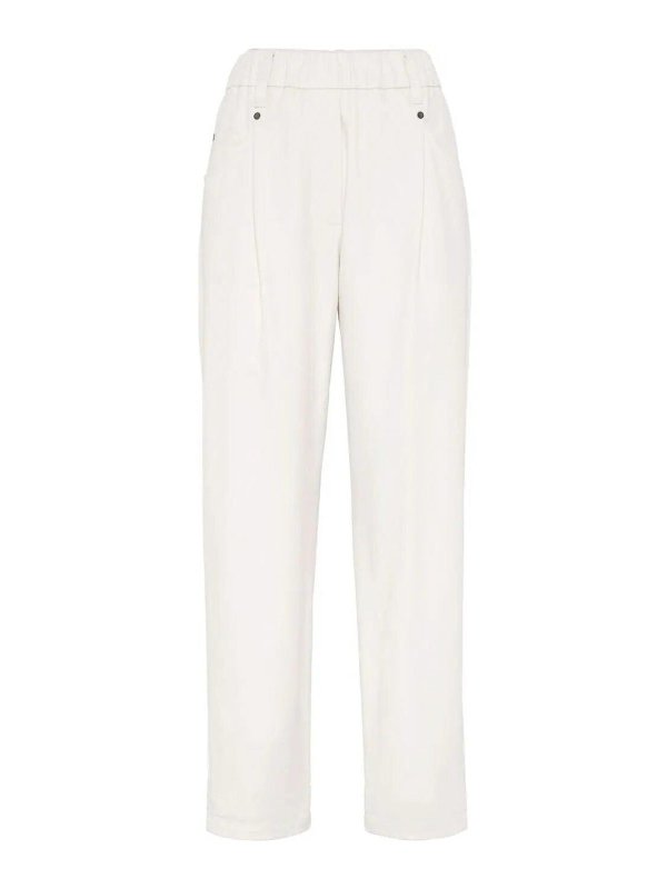 BRUNELLO CUCINELLI: カジュアルトラウザー - カジュアルパンツ - 白