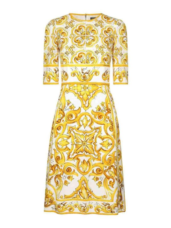 DOLCE & GABBANA: ニーレングスドレス - 膝丈ドレス - イエロー